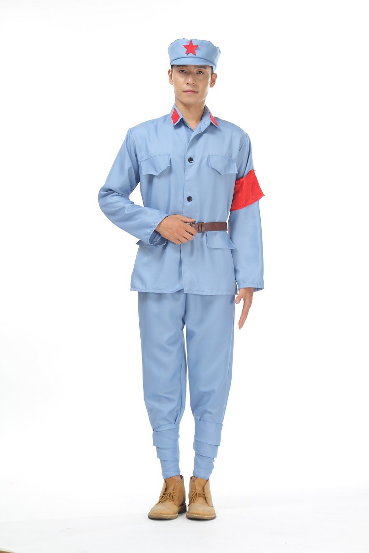 成人八路军演出服红军抗战军装红卫兵文革服装男女新四军表演服饰