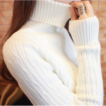 兔绒包芯纱冬季新品 2021韩版高领白色麻花毛衣女加厚长袖打底衫
