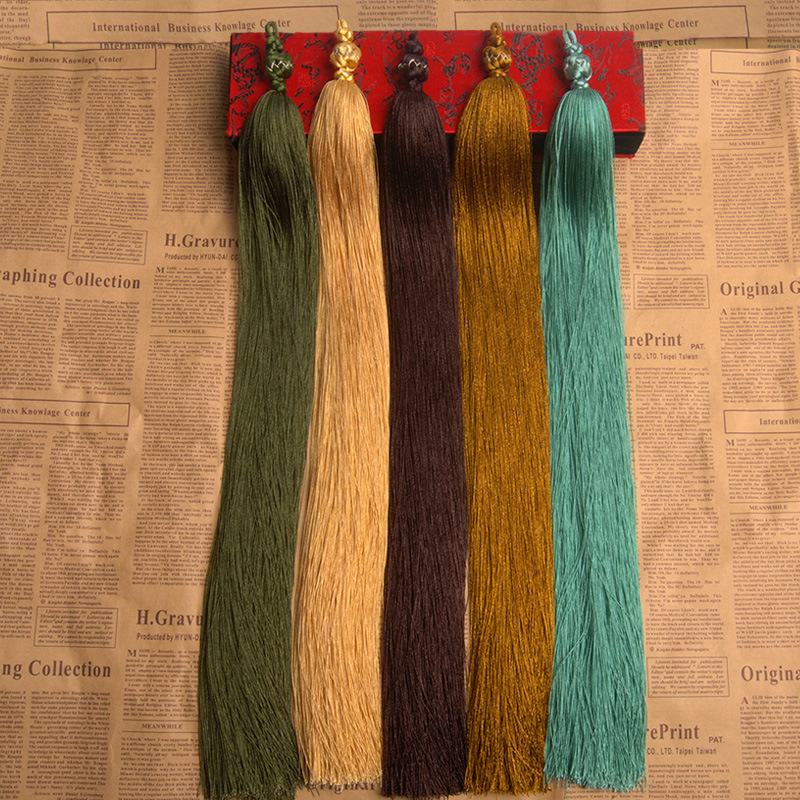 龙结 手工编织古琴长流苏45cm穗子8股纽扣长吊穗 diy配件剑穗批发