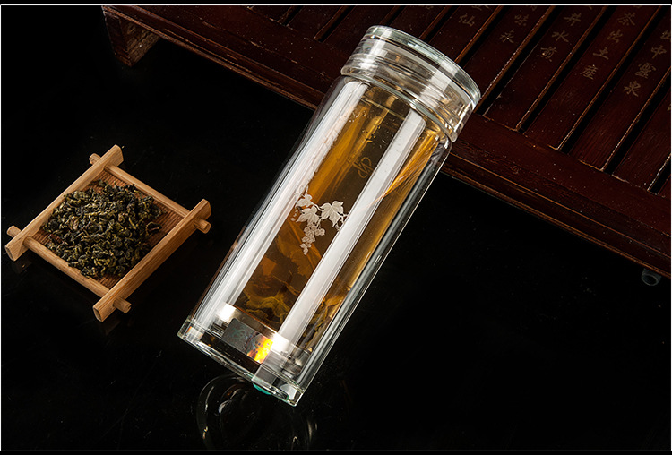 诺亚口杯 养生水晶杯 双层玻璃泡茶杯真空加厚办公室便携水杯批发