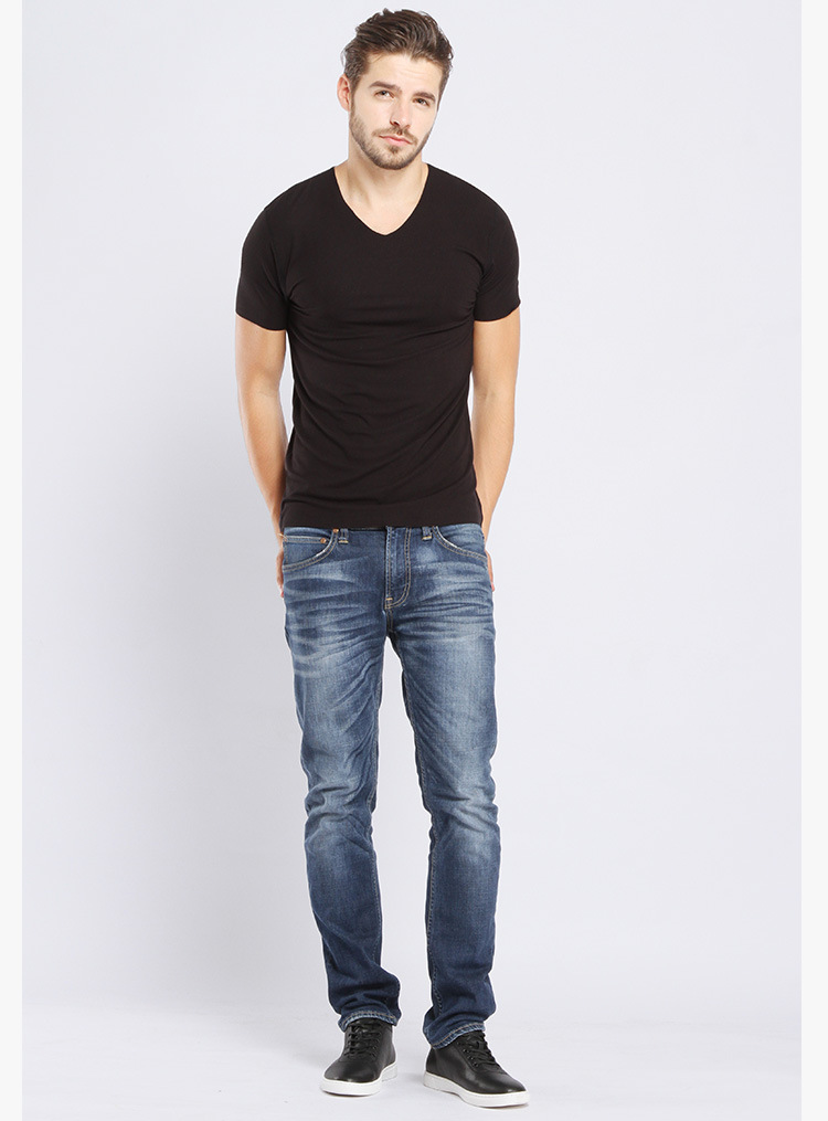 2017夏季新款军绿色v领短袖t恤衫 休闲时尚纯色男式t 打底上衣男