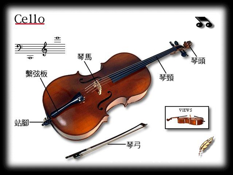 铝合金(带4个微调)指板:白木染黑背板:椴木材质:椴木名称:彩色大提琴