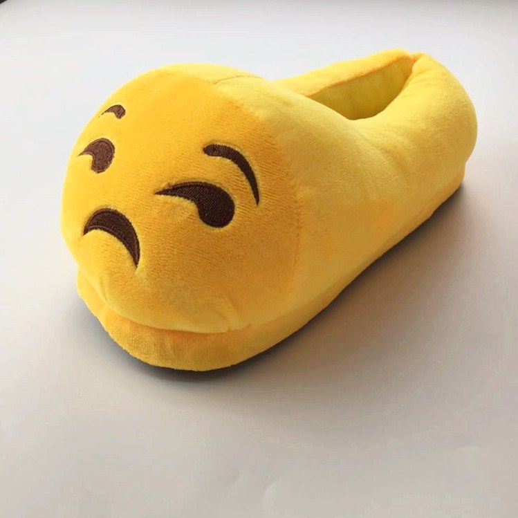 emoji拖鞋qq表情直销爆款现货卡通毛绒拖鞋qq表情全跟家居拖鞋子