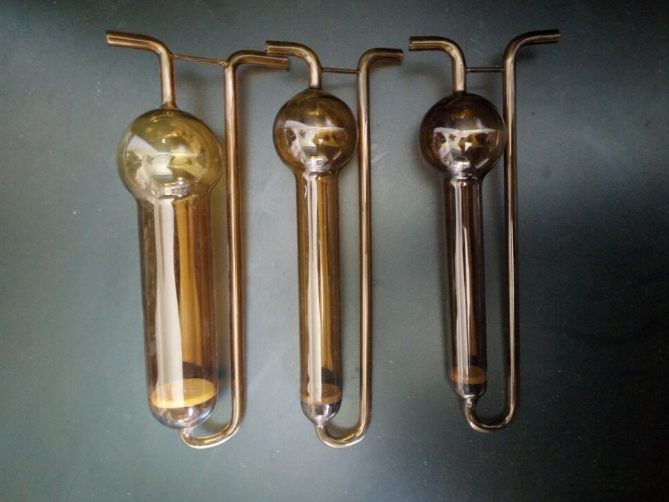 环保气体吸收管 白色棕色u型多孔玻板吸收管二氧化硫采样管