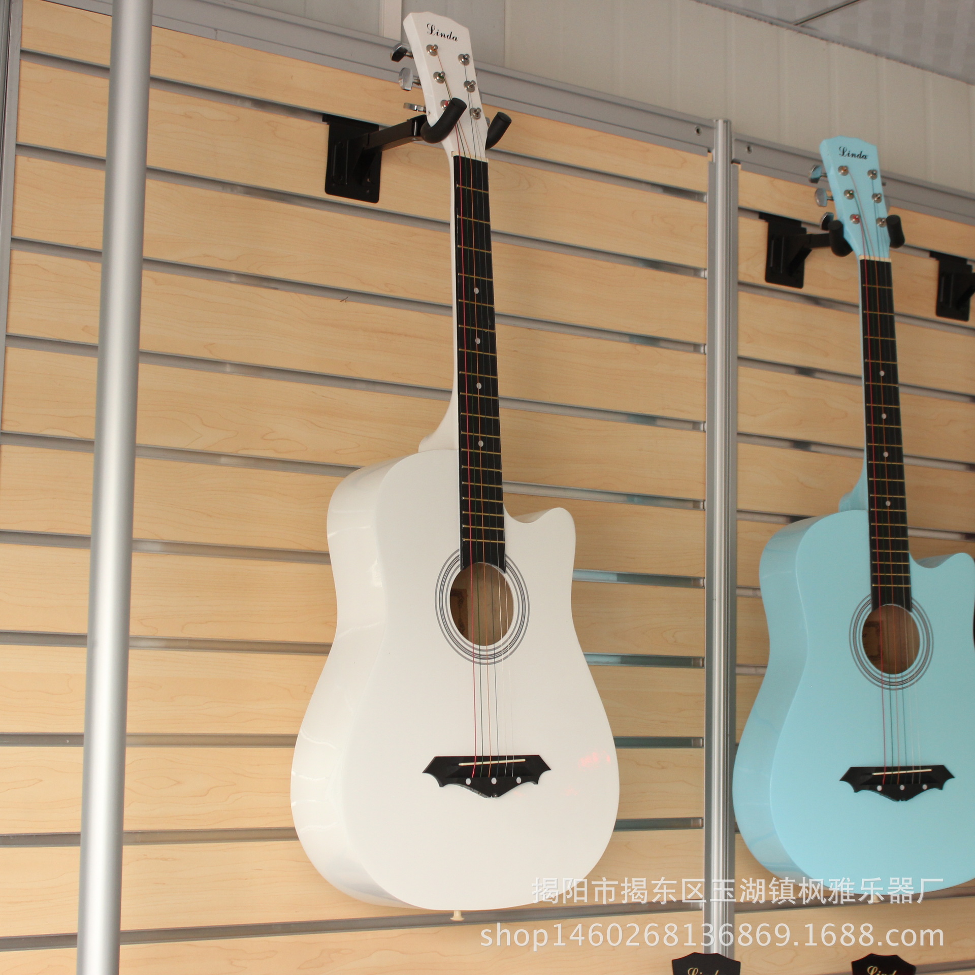 白色linda38寸民谣吉他初学者新手学生练习木吉他