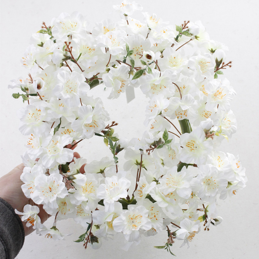 仿真花樱花花环 假花花环壁挂花 门楣花绢花 韩式花环