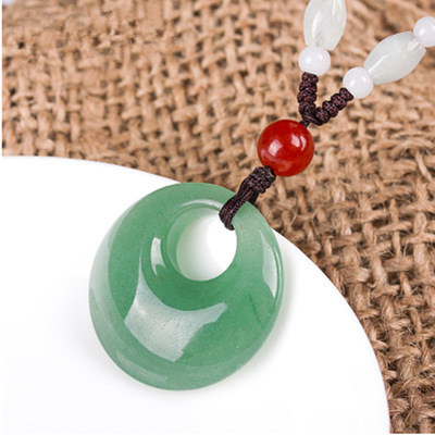 碧绿平安扣吊坠印度东陵玉吊坠情侣新款玉石项坠同心圆平安扣挂件