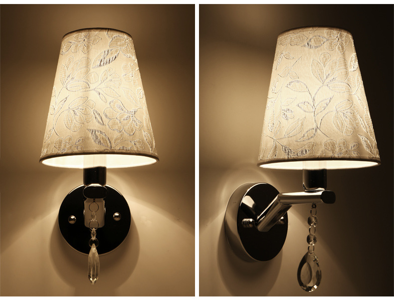 单头led壁灯床头灯具 批发卧室走廊床头灯 温馨浪漫布艺宾馆酒店