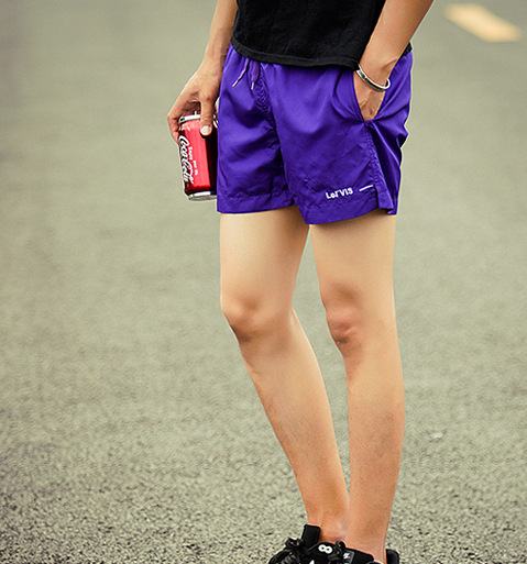 夏季薄休闲男糖果色修身运动运动超短裤沙滩裤三分热裤韩版潮k11