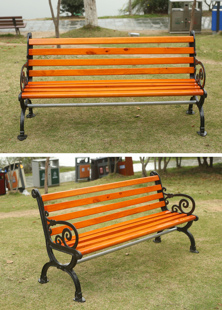 厂家直销公园椅户外铸铝长椅室外园林椅铸铁实木休闲长凳防腐木椅