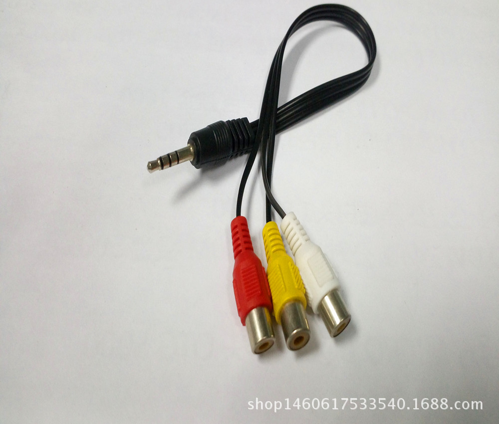 3.5音频线转3rca母红黄白 3.5mm一拖三色差线