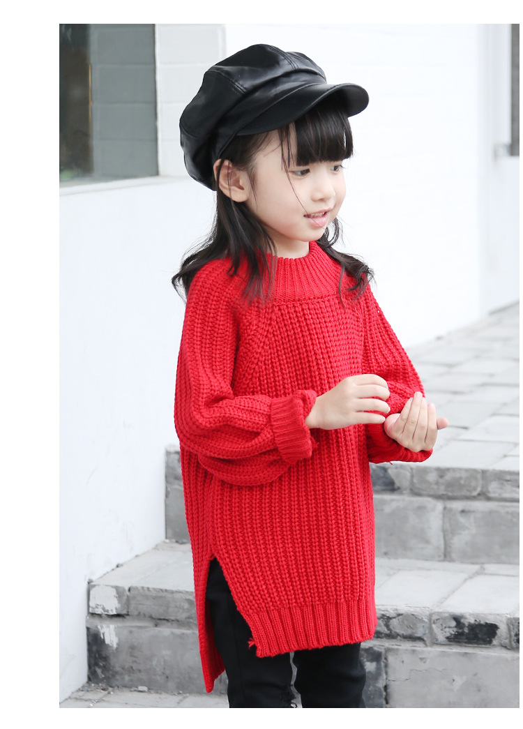 秋季新款女童毛衣套头衫中小童圆领针织衫女