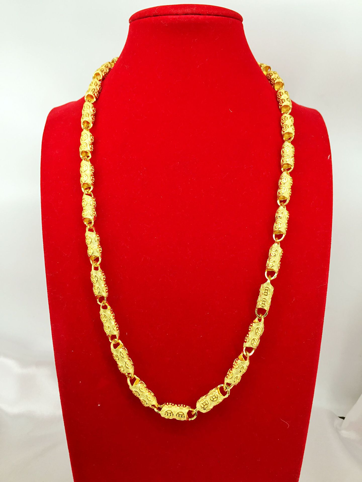 厚金项链 越南沙金男项链厚金首饰金钱二珠项链 镀金24k金男士项