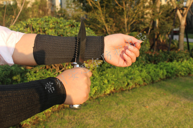 钢丝护臂高强涤纶防切套袖金属丝加强防割5级防切割护腕劳保防护