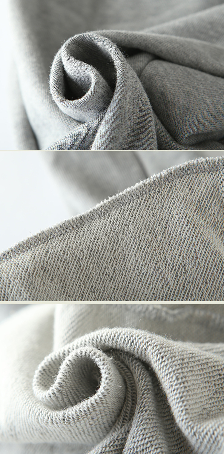 新款休闲裤女秋中腰宽松型哈伦裤毛圈纯棉基本款松紧腰纯色长裤