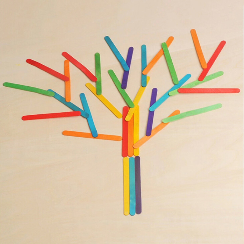 冰棒棍 彩色雪糕棒 本色木棒 幼儿园手工diy益智拼插玩具材料