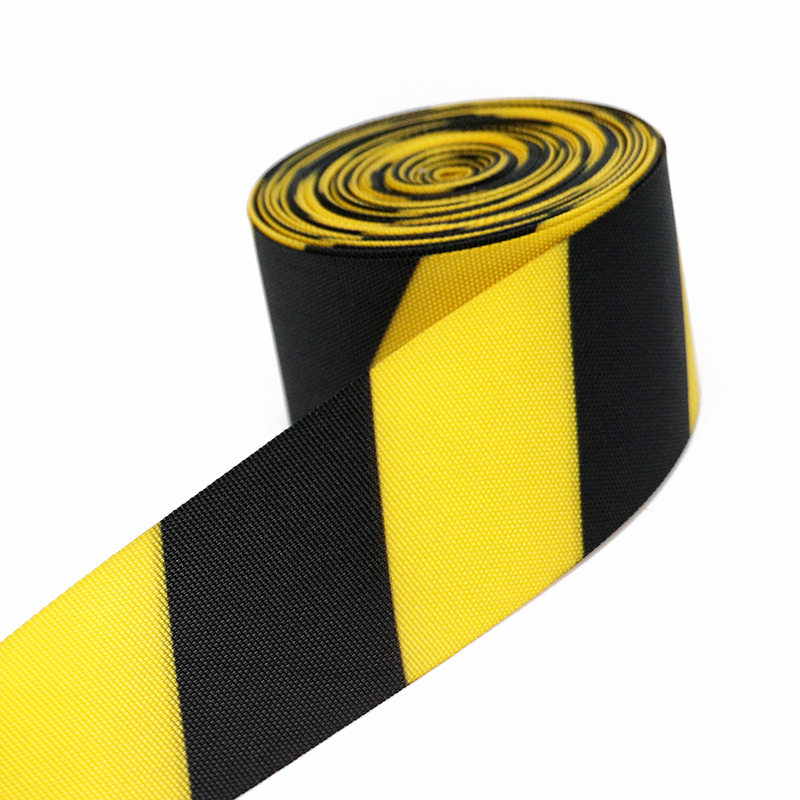 厂家直销5cm黄黑热转印花双面对位警示带 安全工程警戒隔离带