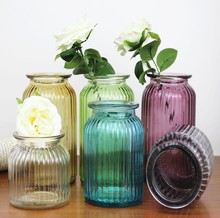 特价玻璃花瓶 彩色干花花瓶 家居饰品摆件 客厅创意透明水培花瓶