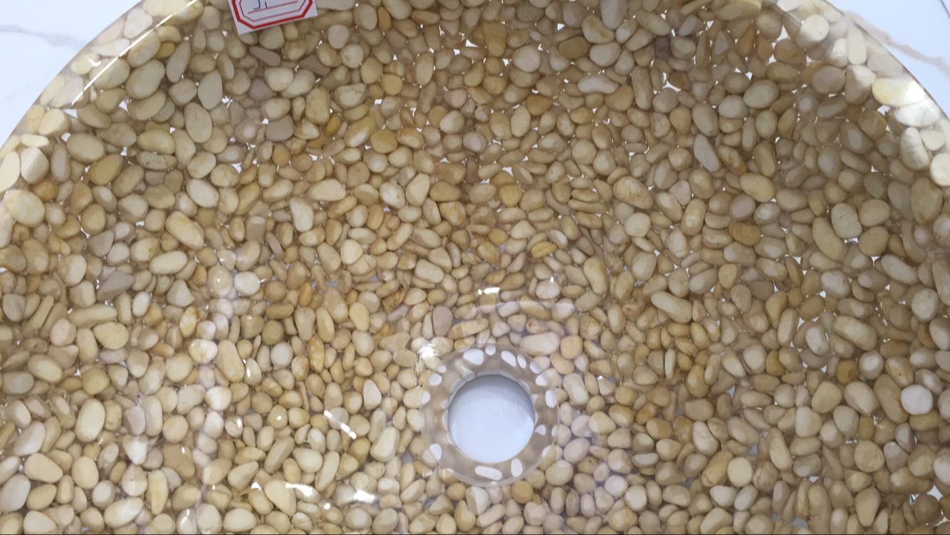 出口批发树脂鹅卵石盆酒店会所ktv酒吧用特色台上盆透光洗手盆