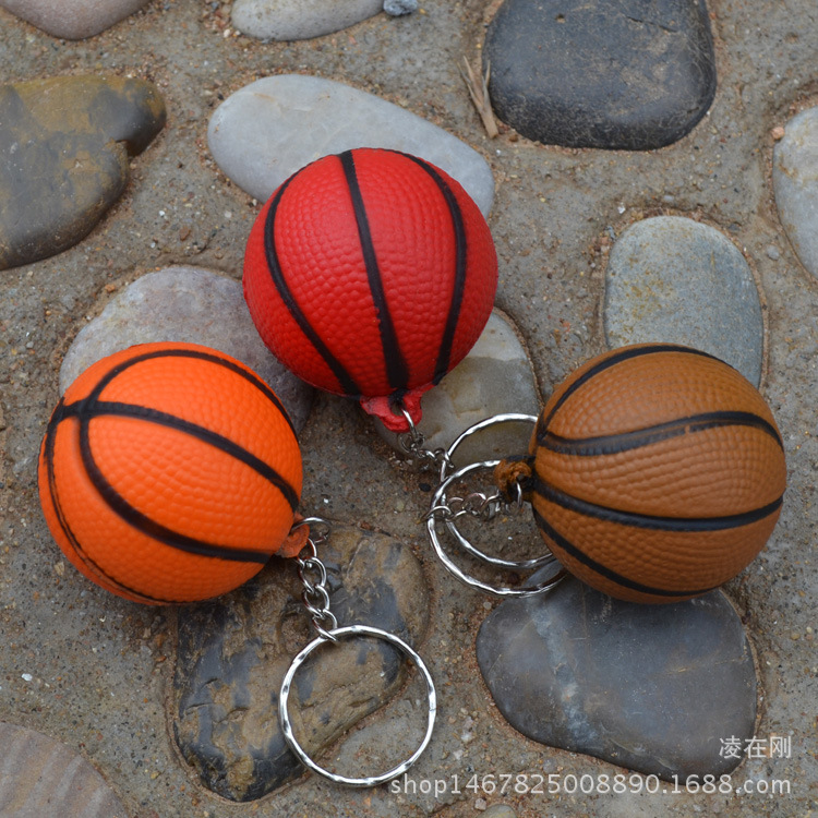 Wholesale Basketball Children's Foam Toys Pu Key Chain Bionic Toy Pendant Activity Small Gifts Christmas Gifts