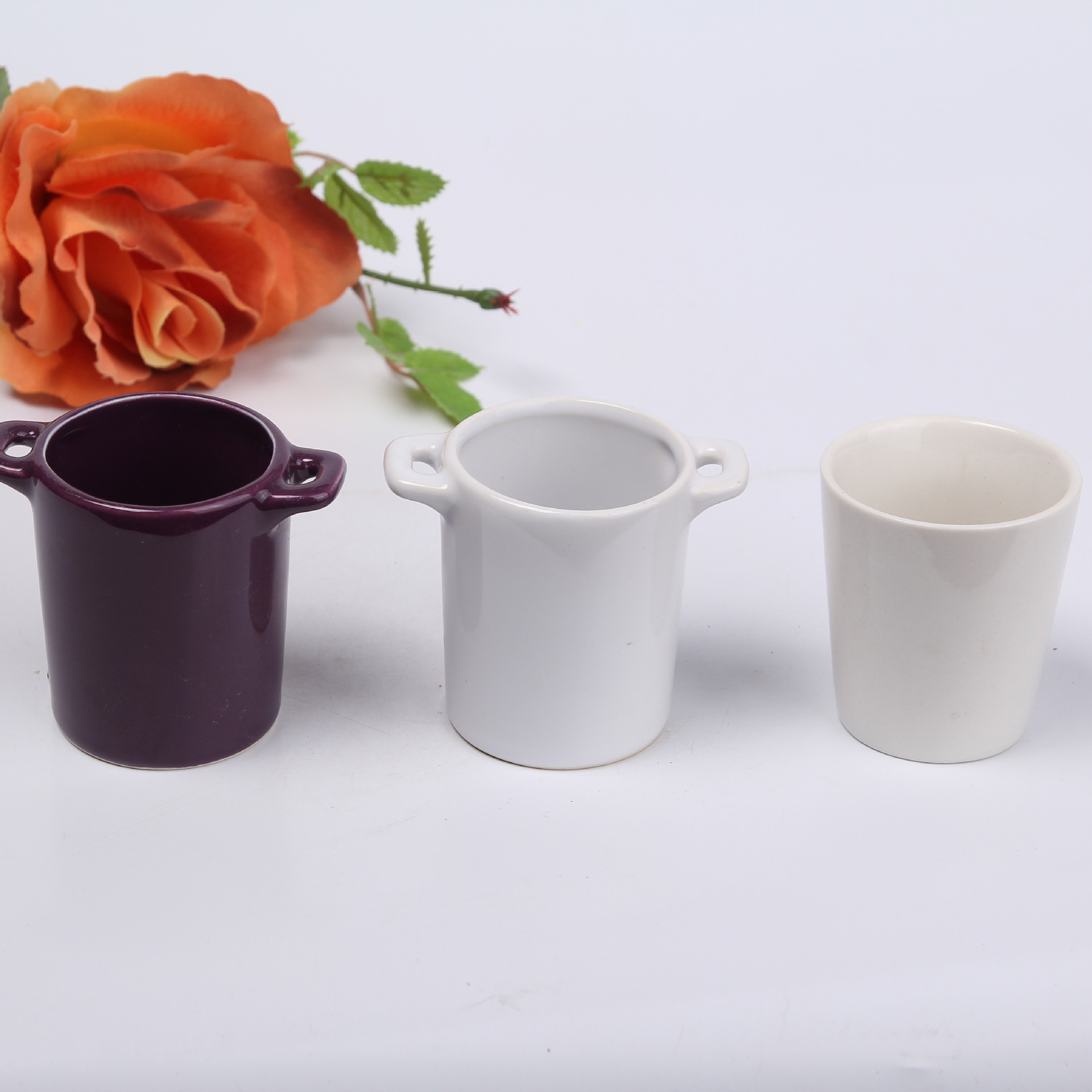 厂家直销双耳直迷你陶瓷杯可爱创意情侣杯水杯咖啡杯耐高温eat310