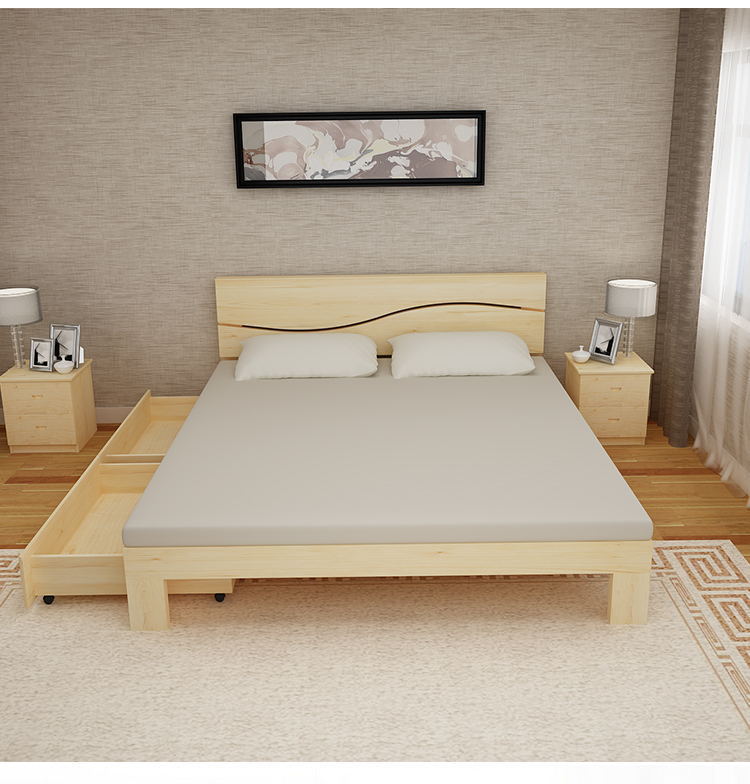 5 1.8米大床松木儿童床1米单人床1.2米简易木床批发