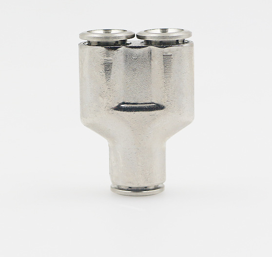 厂家直销 全铜镀镍全金属快插式y型三通直接接pu气管接头