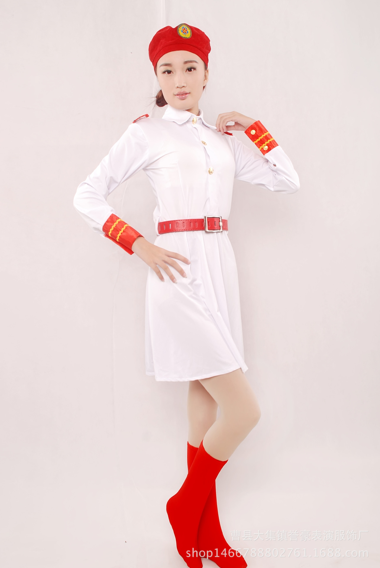 成人舞蹈服演出服装军鼓服军装女款迷彩裙女兵服装广场舞军装迷彩