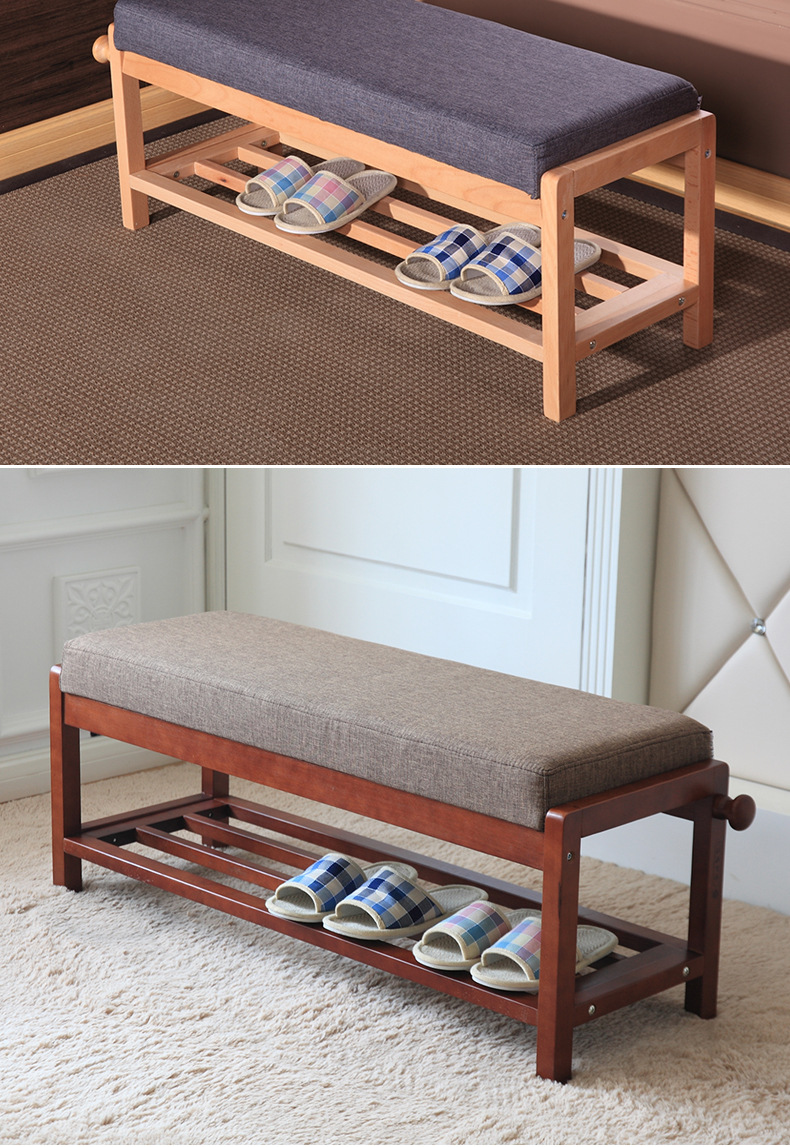 aulife阿雨生活纯实木换鞋凳鞋柜鞋架凳拆洗试鞋凳门口穿鞋小凳子