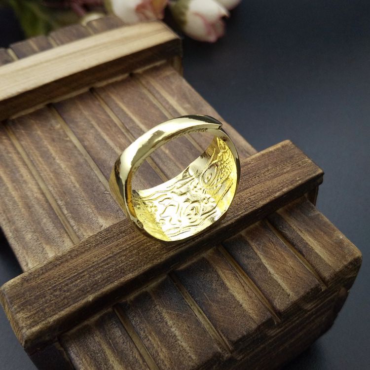 生产批发镀金手饰 富贵发字男士戒指镀金戒指 摆地摊货源