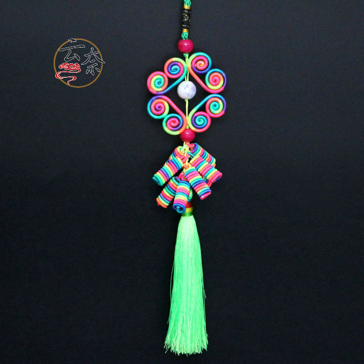 云南民族风云南特色彩线车挂多用途挂饰手工编织车挂