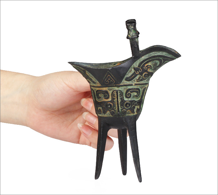 吉善缘 仿古青铜器工艺品青铜三角杯 酒杯酒樽爵杯 商务礼品2617