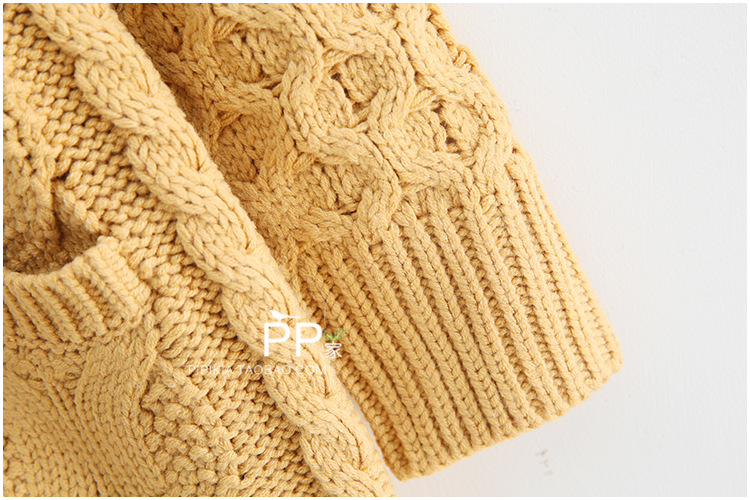 秋季新款女装日系麻花针织衫大v领加厚宽松毛衣扣子开衫森女外套