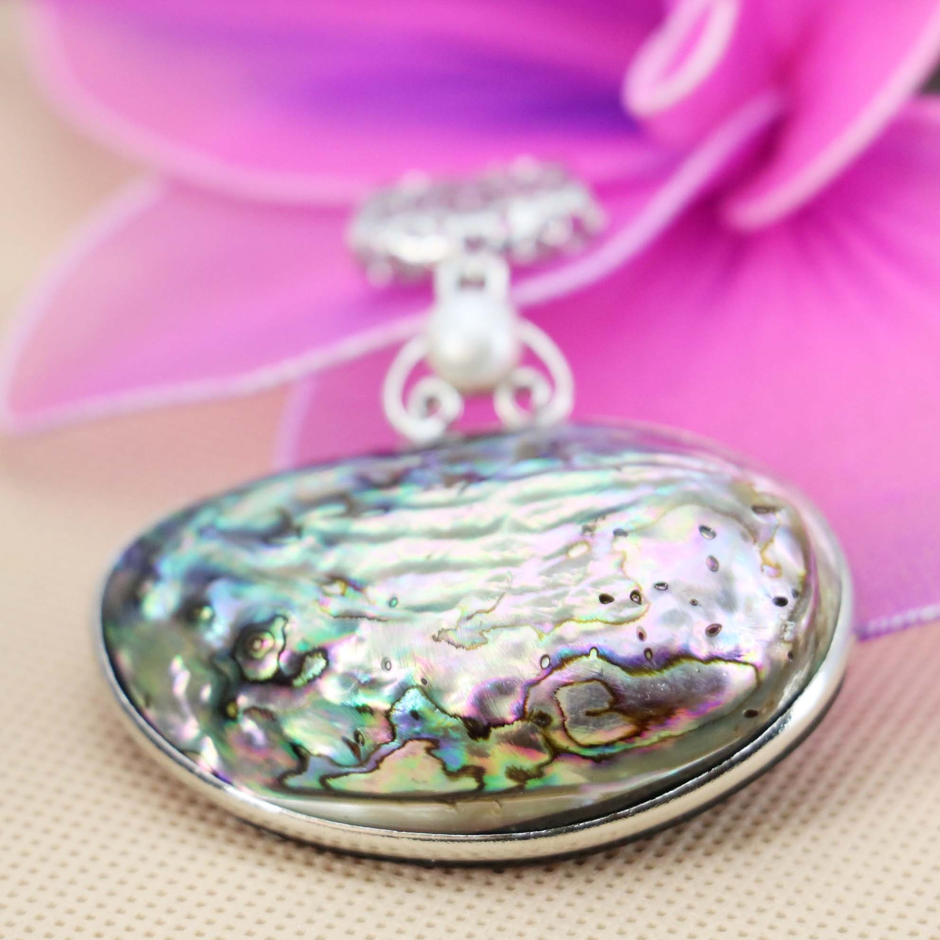 50x35mm天然多彩色贝壳吊坠女珍珠项链配饰diy饰品短