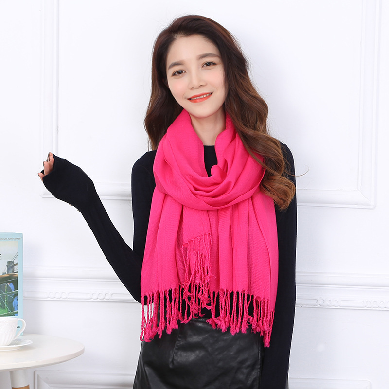 Solid Color Chinese Red Scarf Twill Cotton Shawl Company Annual Meeting Exhibition Gift Logo Customized