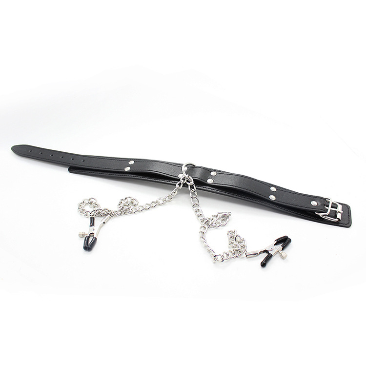 成人调教sm刑具颈圈乳夹情趣用品脖套成人性爱颈套带链条乳夹批发