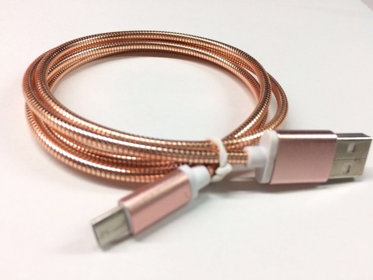 厂家直销新款6代金属弹簧钢管数据线 苹果7金属充电线 i7铝合金线