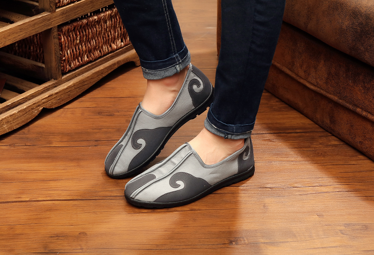 【祥云男鞋】 牛鼻子透气低帮中国风 男鞋 布鞋软底父亲鞋