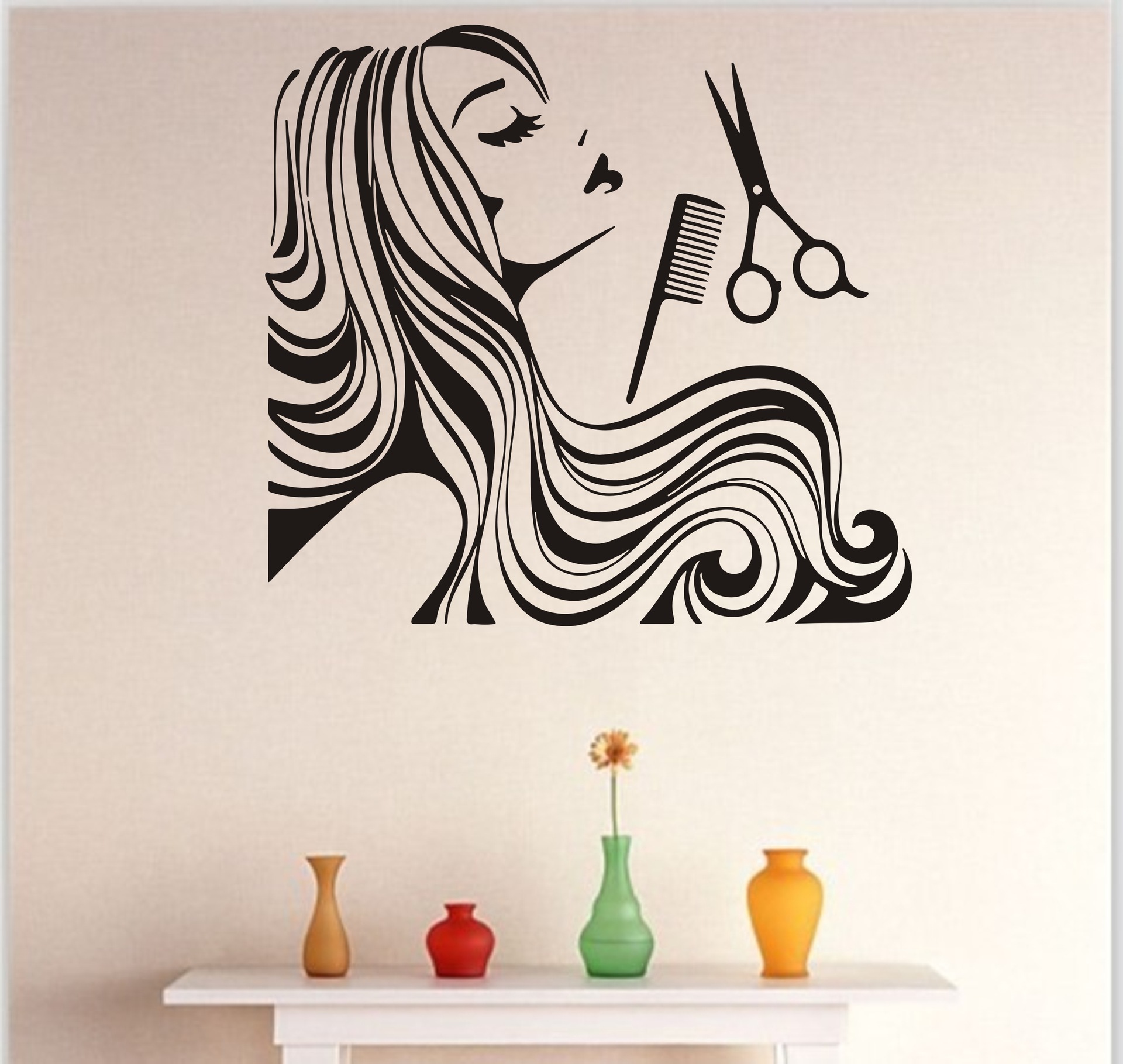 美发一代精雕可移除个性墙贴客厅卧室沙发背景墙定制批发a351