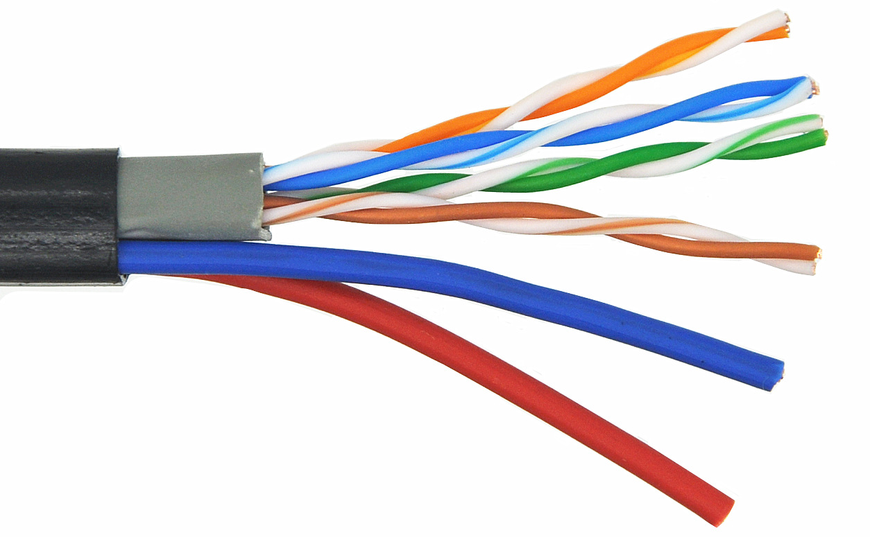 4芯网线加两芯纯无氧铜监控电源综合一体线