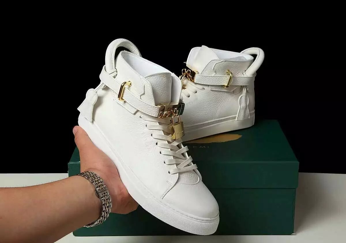 欧美2016真皮锁头鞋金属高帮休闲锁扣男鞋英伦系带时尚板鞋潮