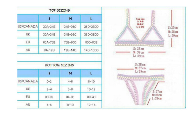速卖通欧美爆款手工针织分体泳衣女士彩色拼接大码性感比基尼泳装