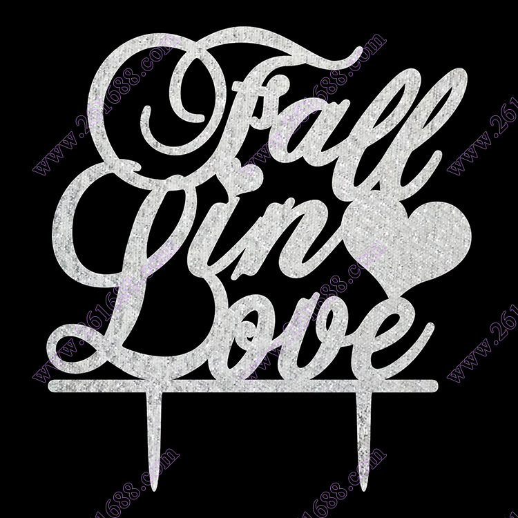亚克力蛋糕插牌 婚礼蛋糕装饰 英文字母 fallinlove婚礼现场道具