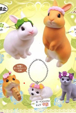 萌动物春天系列 花冠 猫咪 兔子 仓鼠 5款小摆件