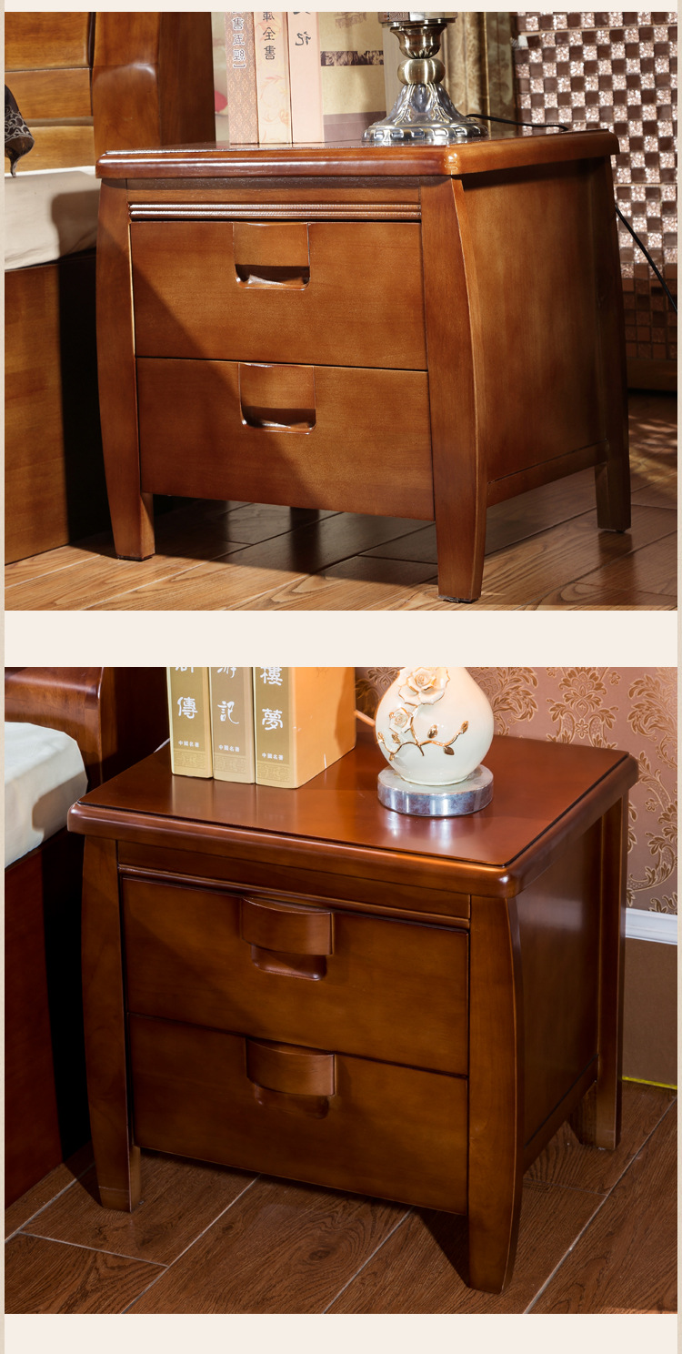 现代中式实木床头柜 床边柜 海棠色 胡桃 原木 白色百搭床头柜