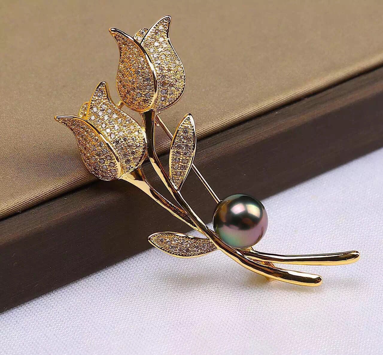 海水珍珠黑珍珠胸针胸花