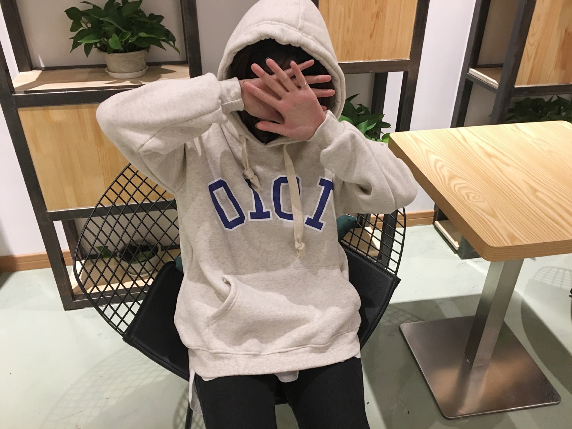 冬季加绒加厚世博绒纯棉字母印花时尚休闲套头连帽长袖卫衣帽衫