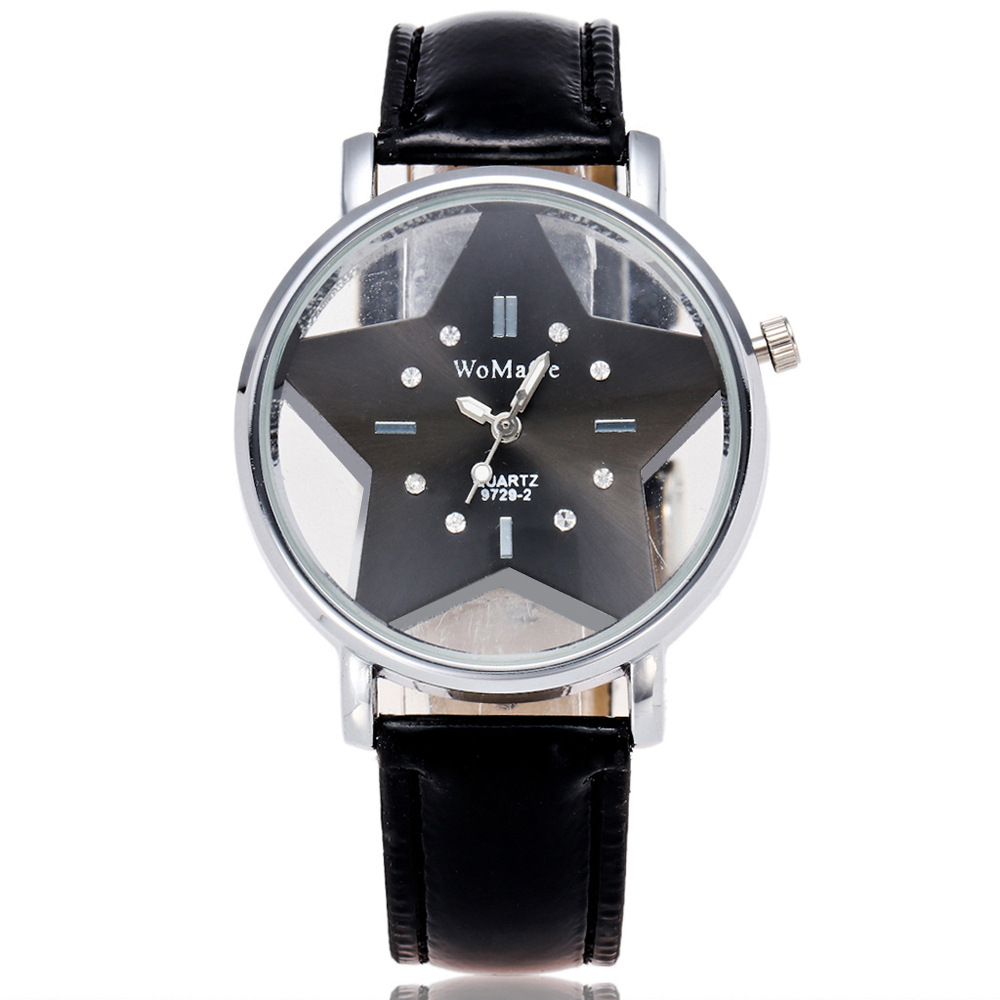 womage镂空五角星手表 男女情侣对表 韩版潮流个性学生腕表批发