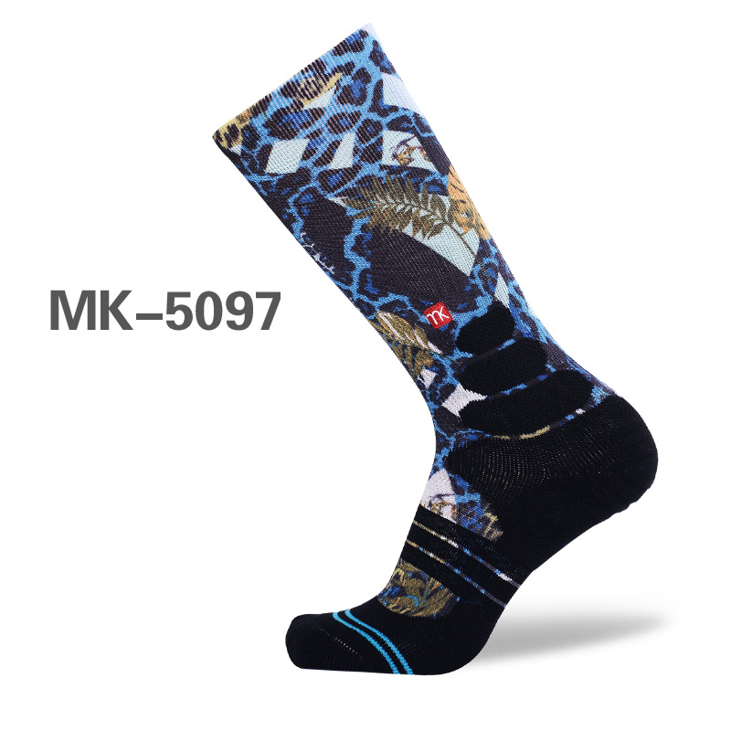 Meikan Men's High Print Basketball Socks European and American Street Kuchao Athletic Stockings Fashion Elite Men's Socks