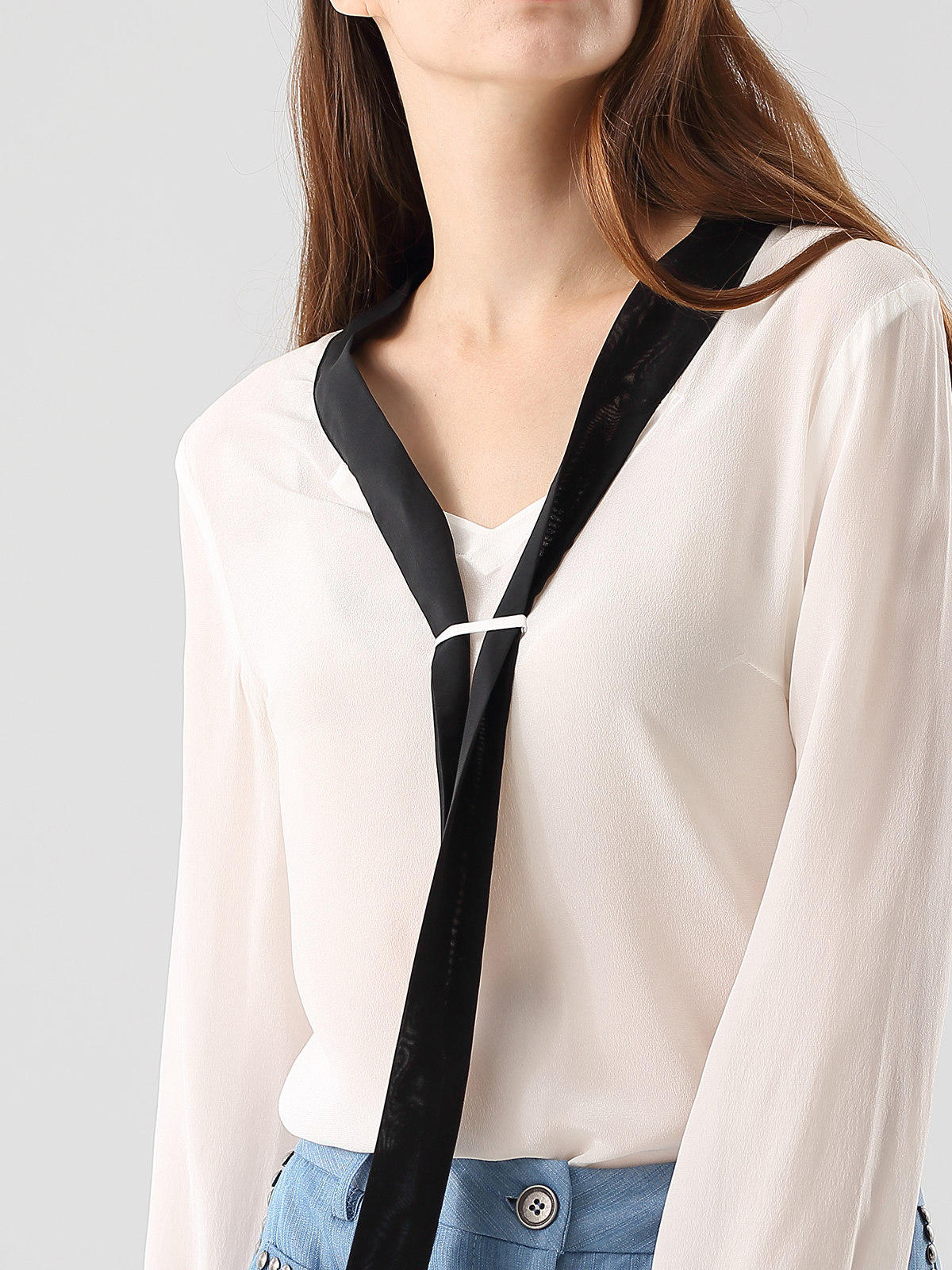 欧洲站早春真丝女装2017时尚长袖v字领桑蚕丝衬衫上衣